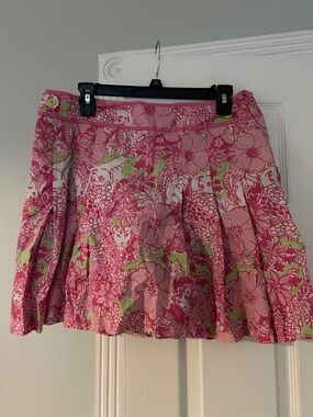 Lilly Pulitzer Pink & Green Floral Circle Skort with pockets